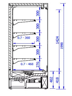   GRANDIS 1.25/0.7 - Hűtött faliregál - 1330 x 674 x 1990 mm, 2,39 m²