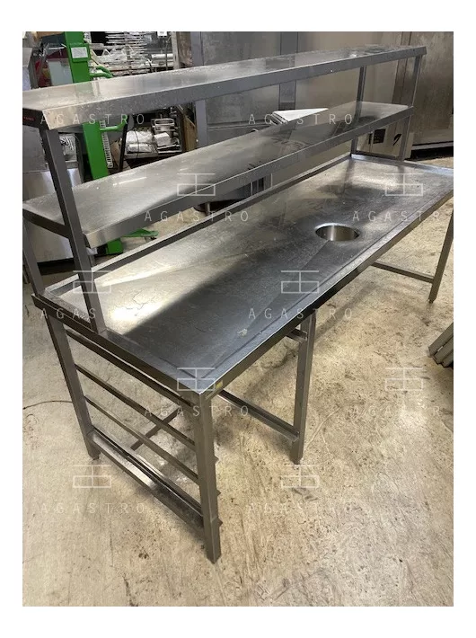 Rozsdamentes asztal átadó polccal