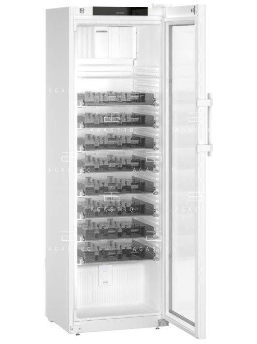 LIEBHERR (HMFvh 4011) - Gyógyszerészeti hűtőszekrény üvegajtóval, fiókokkal - 420 literes, 597 × 654 × 1884 mm