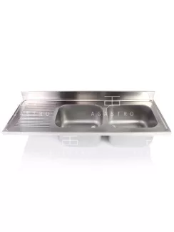   Kétmedencés mosogató fedlap csepegtetővel 1800x700 mm, medencék: 600x500x300 mm