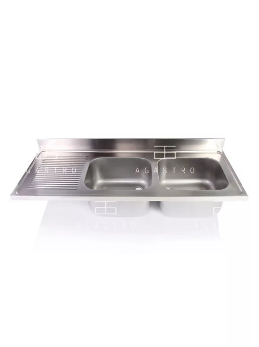 Kétmedencés mosogató fedlap csepegtetővel 1800x700 mm, medencék: 600x500x300 mm