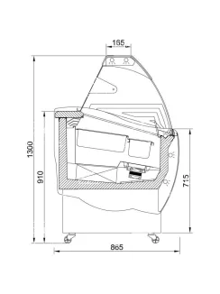   K-1 CR 10 CORNETTI 10 tégelyes fagylaltpult, (+30°C,55% Rh) -12 ... -22 °C