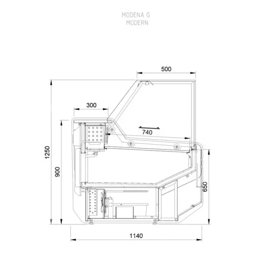 MODENA MODERN G 110 - Csemegepult - statikus, 0,73 m² bemutatófelülettel