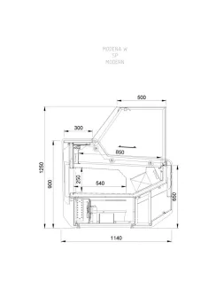   MODENA MODERN G 110 - Csemegepult felnyitható frontüveggel - statikus, 0,73 m² bemutatófelülettel