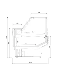   L-1 MD/G/SP 100/110 Modena - Csemegepult felnyitható frontüveggel - statikus, 0,73 m² bemutatófelülettel