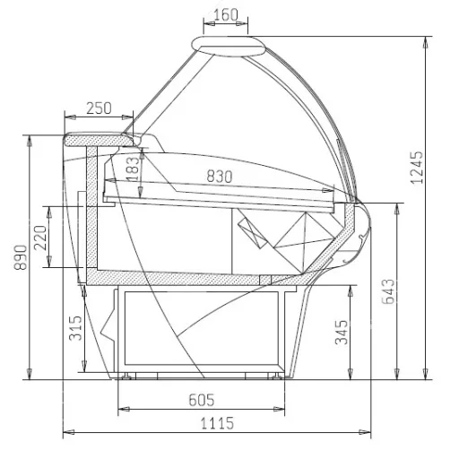 Marte 135 - Csemegepult ventilációs hűtéssel