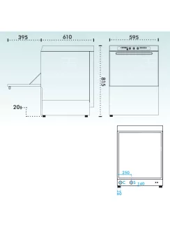 Pohár-tányérmosogatógép - 5.5 kW - 400 V