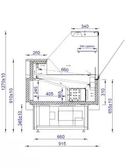   ORIS DYN - Csemegepult- ventilációs, 0,62 m² bemutatófelülettel