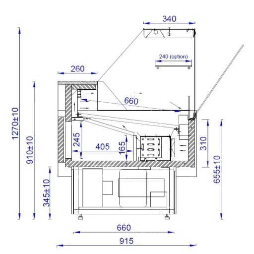 ORIS DYN - Csemegepult- ventilációs, 0,62 m² bemutatófelülettel