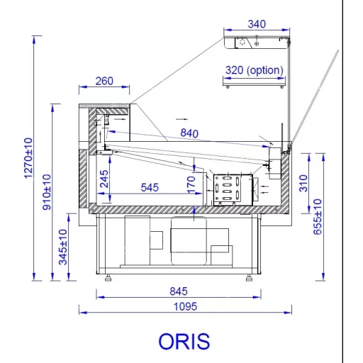 ORIS - Csemegepult- ventilációs, 0,79 m² bemutatófelülettel