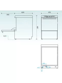 Pohármosogatógép - 2.9 kW - 230 V