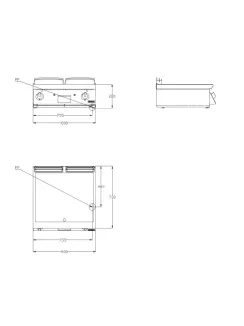 Gázüzemű rostlapsütő - 2 zóna - 14 kW