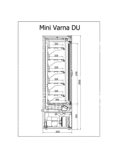   R-1 MVR 60/60 MINI VARNA DUZ - Hűtött faliregál nyíló ajtóval- 600 x 620 x 2000 mm, 0,95 m²