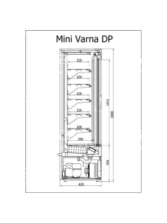   R-1 MVR 90/60 MINI VARNA - Hűtött faliregál csúszó ajtóval- 900 x 620 x 2000 mm, 1,52 m²