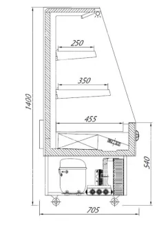   R-1 SM 70/70 SMART - Hűtött faliregál - 700 x 705 x 1400 mm, 0,6 m²