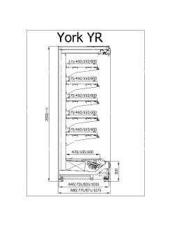   R-1 YR 100/70 YORK - Hűtött faliregál - 1100 x 680 x 2000 mm, 2,8 m²