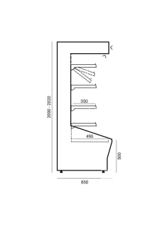   RCH-3 1650 SYRIUSZ - Hűtött faliregál - 1330 x 850 x 2020 mm, 2,9 m²