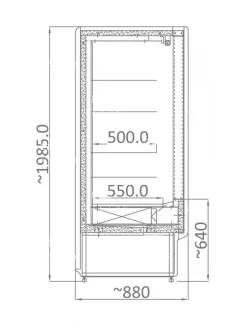 RCH-4D - Hűtött faliregál - 1090 x 860 x 1985 mm, 2,3 m²