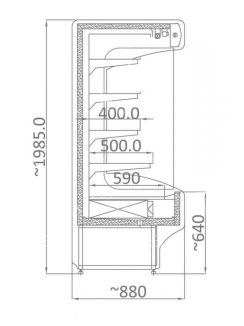 RCH-4 - Hűtött faliregál - 1095 x 880 x 1985 mm, 2,3 m²
