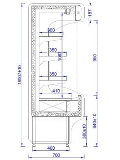 RCH-5M - Hűtött faliregál - 710 x 700 x 1800 mm, 0,9 m²