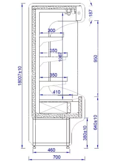 RCH-5M - Hűtött faliregál - 710 x 700 x 1800 mm, 0,9 m²