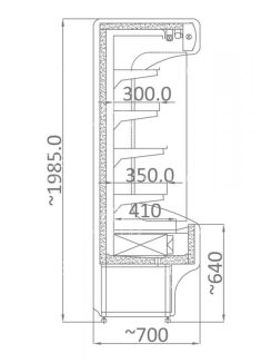 RCH-5 - Hűtött faliregál - 720 x 700 x 1985 mm, 1,1 m²