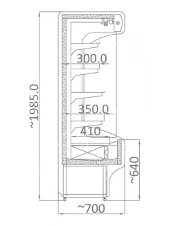RCH-5 - Hűtött faliregál - 720 x 700 x 1985 mm, 1,1 m²