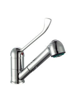  Asztali keverő csaptelep orvosi karral és kihúzható zuhanyfejjel