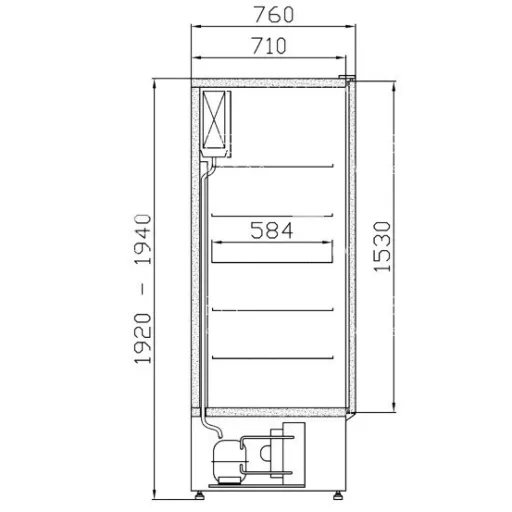 SCH-1/1400 LUNA - Teleajtós kétajtós hűtőszekrény - 1400 literes, 0.55 kW, 1640 x 760 x 1940 mm