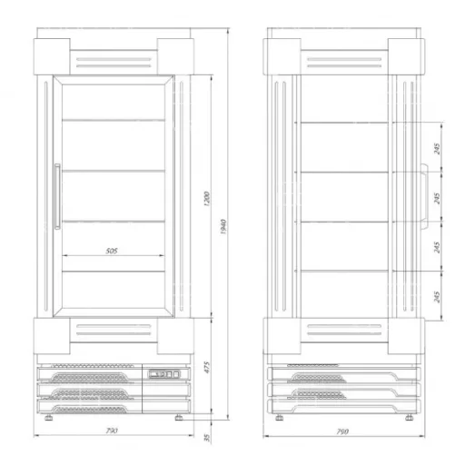 SZ-1 BL 80 BELLISSIMA - Álló süteményes vitrin - 790 x 892 x 1490 mm