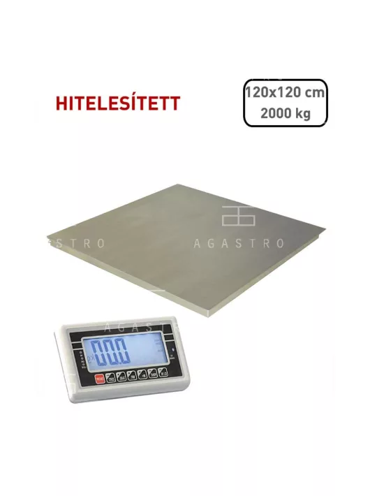 Rozsdamentes acél hitelesített lapmérleg - 2000 kg