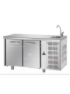   TF02MIDGNL Hűtött munkaasztal 2 ajtóval (GN 1/1) és fedlapba süllyesztett kézmosóval, 0 ... +10 °C, 0.495 kW