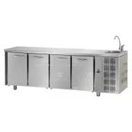   TF04MIDGNL Hűtött munkaasztal 4 ajtóval (GN 1/1) és fedlapba süllyesztett kézmosóval, 0 ... +10 °C, 0.495 kW