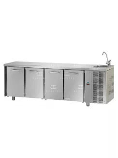   TF04MIDGNL Hűtött munkaasztal 4 ajtóval (GN 1/1) és fedlapba süllyesztett kézmosóval, 0 ... +10 °C, 0.495 kW