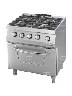 Gázüzemű tűzhely sütővel GN 2/1 - 4 égő, 38 kW