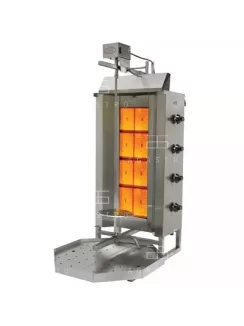 Gázüzemű gyros sütő - 4 égő - 80 kg hús