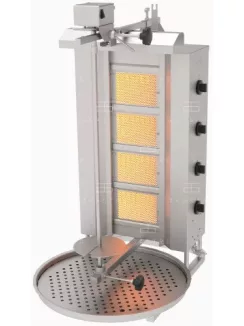 Gázüzemű gyros sütő - 4 égő - 80 kg hús