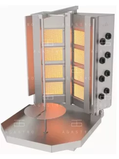 Gázüzemű gyros sütő - 2x4 égős - 160 kg hús