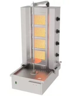 Gázüzemű gyros sütő - 4 égő - 80 kg hús