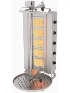 Gázüzemű gyros sütő - 5 égős - 100 kg hús
