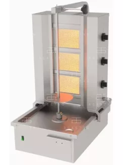 Gázüzemű gyros sütő - 3 égő - 60 kg hús