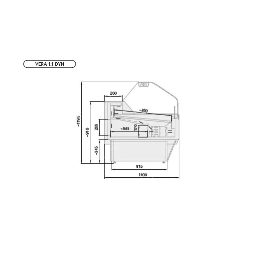 VERA DYN - Csemegepult ventilációs hűtéssel,  0,79 m² bemutatófelülettel