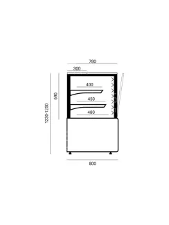   WCH-1/C5 WO 750 ELLADA - Süteményes pult beépített aggregáttal, 0,85 m² bemutatófelület