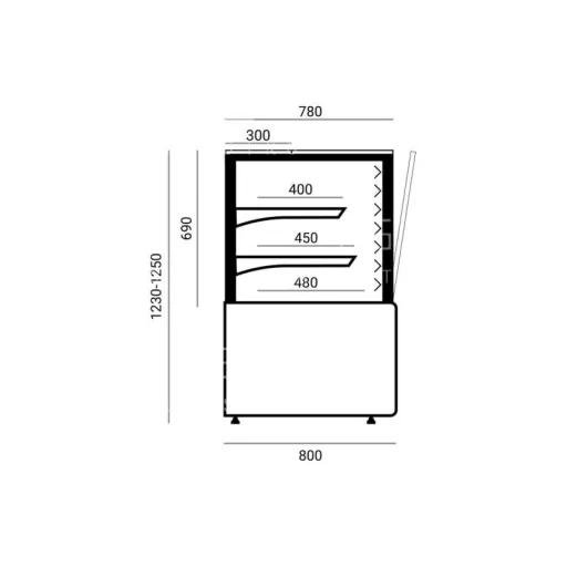 WCH-1/C5 WO 750 ELLADA - Süteményes pult beépített aggregáttal, 0,85 m² bemutatófelület