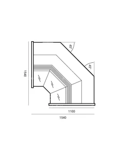   WCH-6/1BNw WEGA - Belső sarokpult - statikus, 1,24 m² bemutatófelülettel