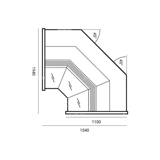 WCH-6/1BNw WEGA - Belső sarokpult - statikus, 1,24 m² bemutatófelülettel