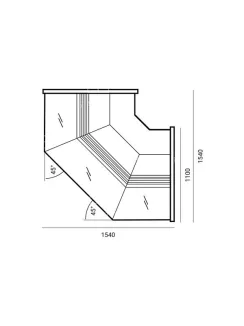   WCH-6/1BNz WEGA - Külső sarokpult - statikus, 1,24 m² bemutatófelülettel