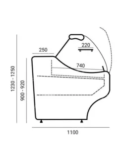   WCh-6/1B Wega 1040  - Hajlított üvegű csemegepult- ventilációs, 0,7 m² bemutatófelülettel