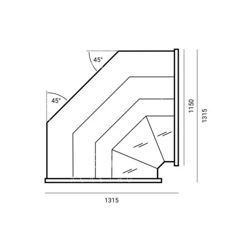 WCH-7/1 Nw OFELIA - Sarokpult beépített aggregáttal - ventilációs, 0,96 m² bemutatófelülettel