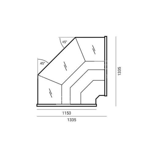 WCH-7/1 Nz OFELIA - Sarokpult beépített aggregáttal - ventilációs, 1,04 m² bemutatófelülettel